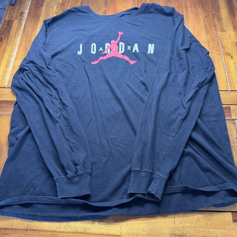 Nike Jordan Shirt Mens 3XL Black Jumpman Graphic Tee Long Sleeve Tagless